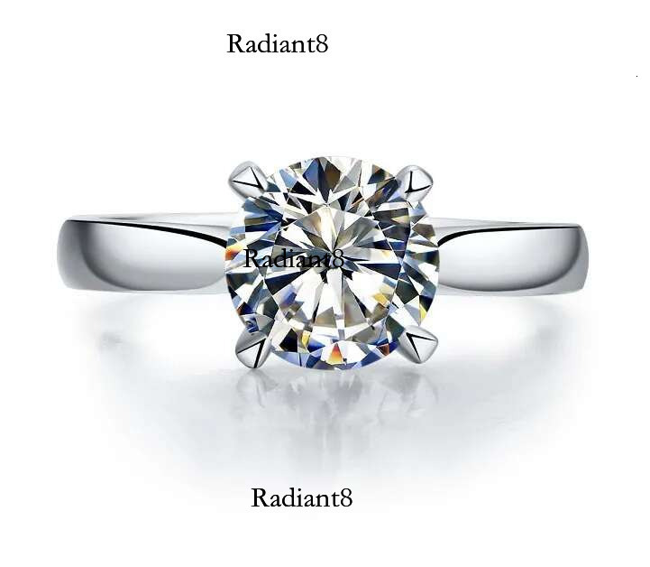 Solid Platinum PT950 2CT Moissanite Dia Engagement Lovely Jewelry Gift For Lady D Color VVS1 White Gold Ring