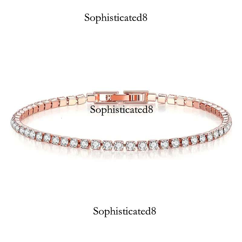 Hot selg sterg sier tennis rose gold shiny and fashionable hip-hop women's zircon bracelet, jewelry gift