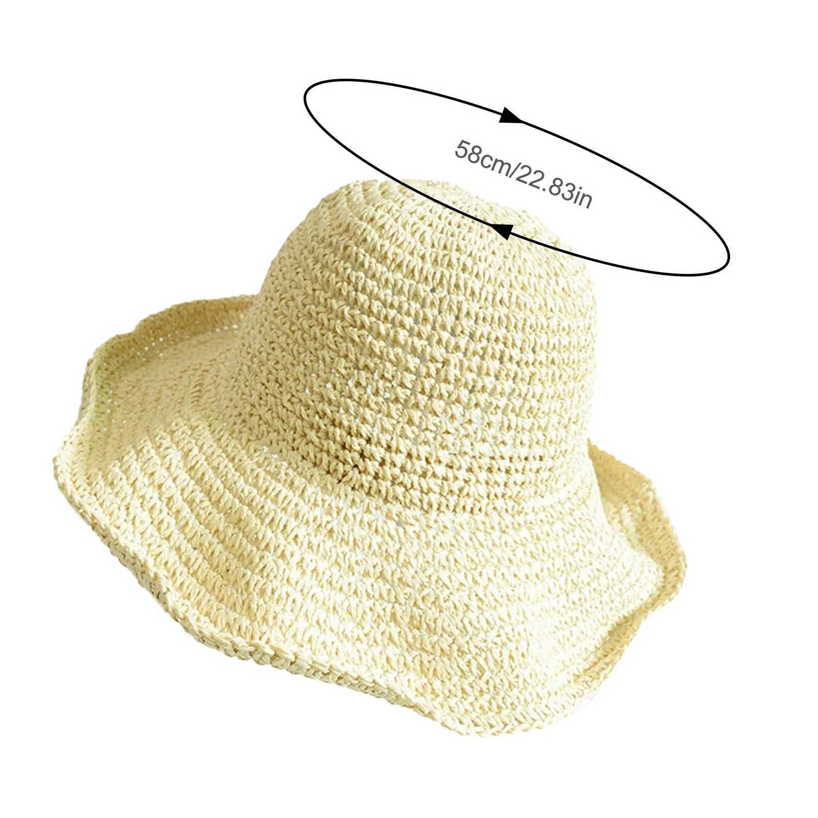 Foldable Str Hats Women Curled Brim Beach Anti-UV Sun Protection Basin Hats Summer Outdoor Camping Fisherman Bucket HatsXJ250304