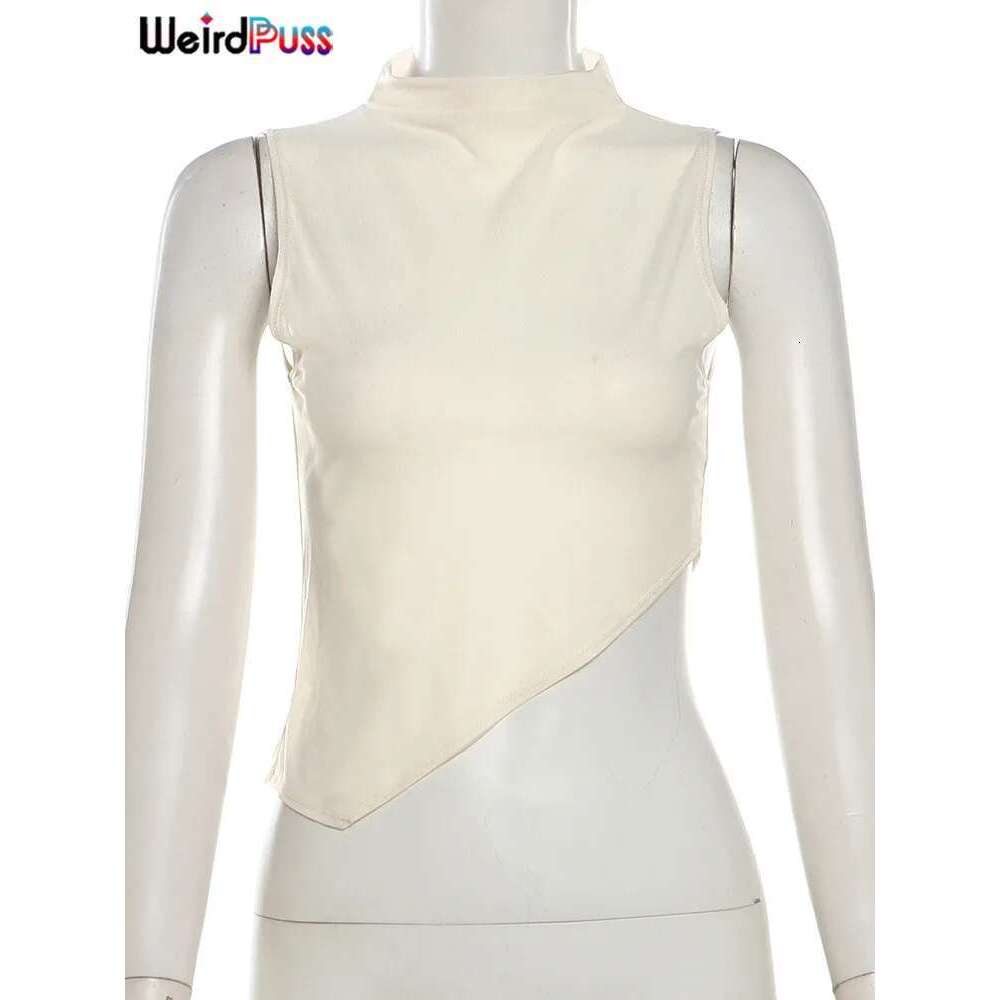 Tank nibber Irregular Tops Women See Through 2025 Summer Trend Sleeveless Skinny Coquette Hipster Sexy Wild Streetwear Vest