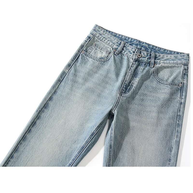 KSTUN Light Blue Jeans Men Flared Boot Cut Loose Men's Trousers Streetwear Denim Pants Americian Style Mens Clothing 2025