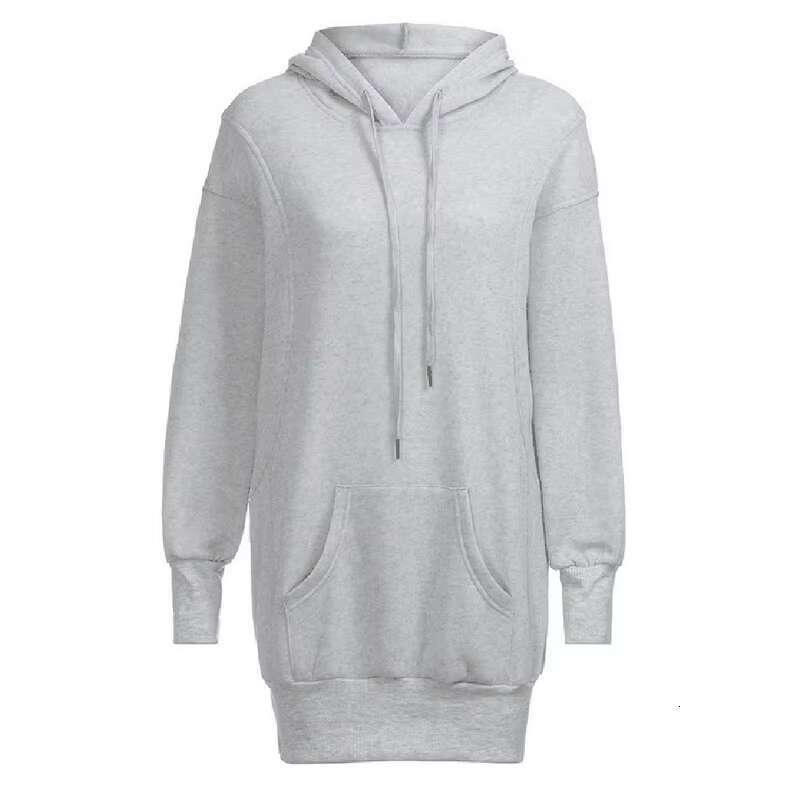 Fashion Solid Color Sweatshirt Women Long Pullover Coat Fleece Plus Size Hoodie