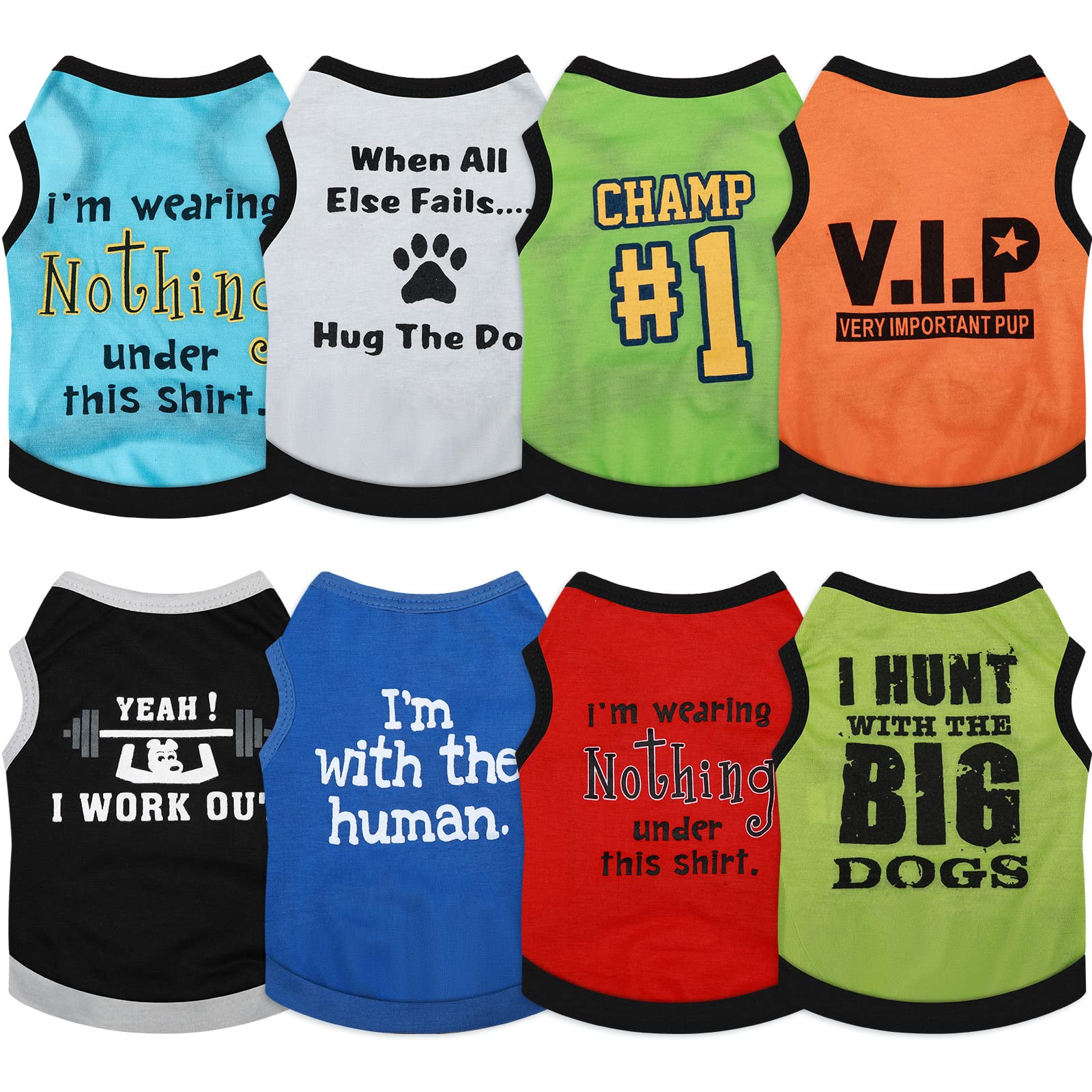 8 Pieces Dog Shirts Boy Funny Printed Puppy Shirts Summer Male Soft Dog Clothes Breathable PET T Shirts Outfits Dog Sweatshirt Clothing
