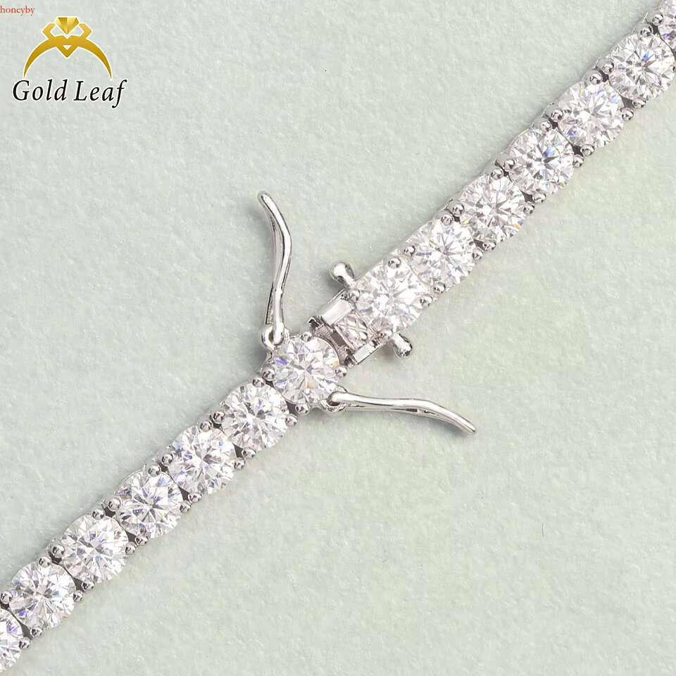 Goldleaf Hot Sale Hip Hop Style D Color VVS Necklace 3-5mm Sterg Sier Moissanite Tennis Chains Men