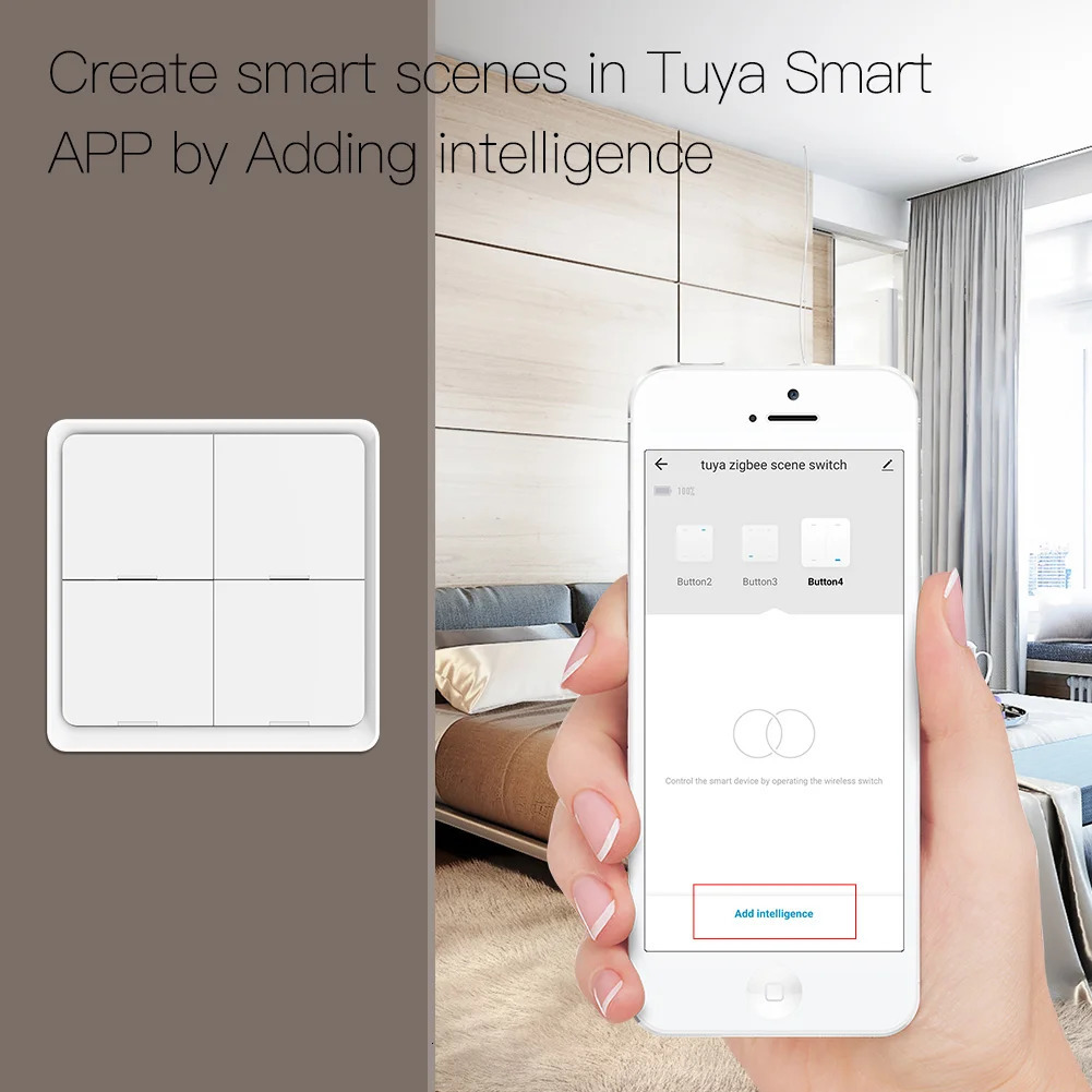 Moes ZigBee Wireless Scene Switch 12 control modes Handheld Push Button 2MQTT Setup Home Automation Scenario Tuya Smart Devices 250303
