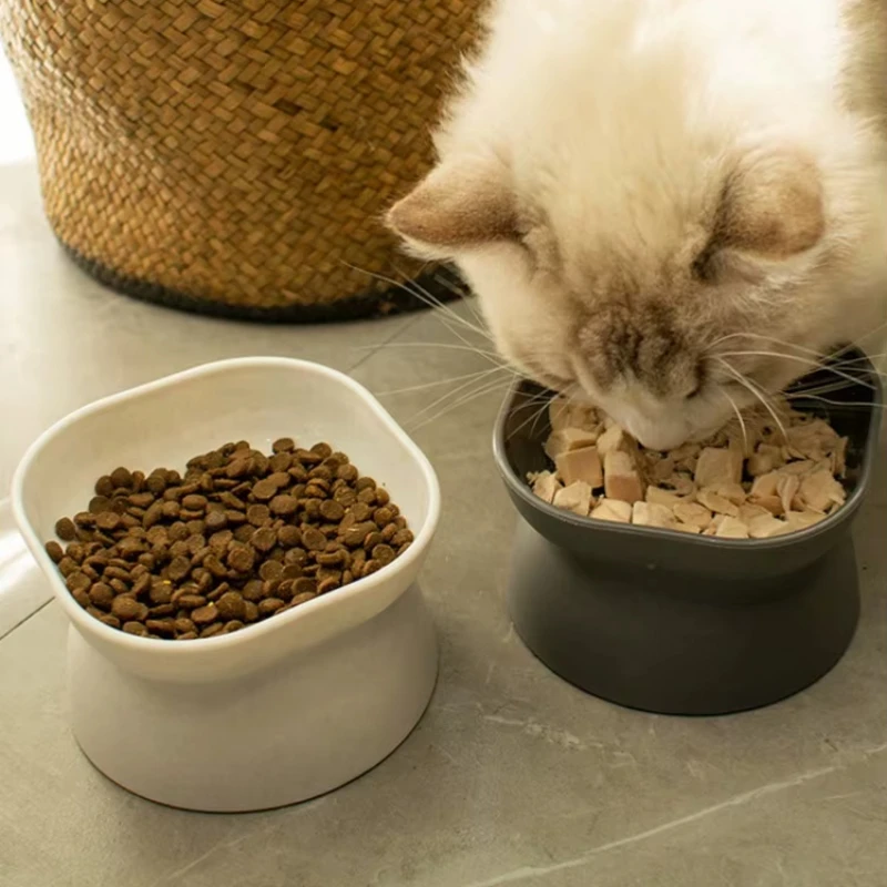 1pc Plastic High Footed Slanted Bowl for Pets, Water and Food Feeders, Suitable for Cats and Dogs