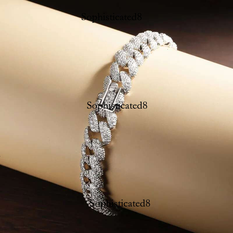 KNOBSPIN 8mm Cuban Bracelet 100% s Sterg Sier Plated Lab Grow Zircon Dia Tennis Bracelets for Women Man