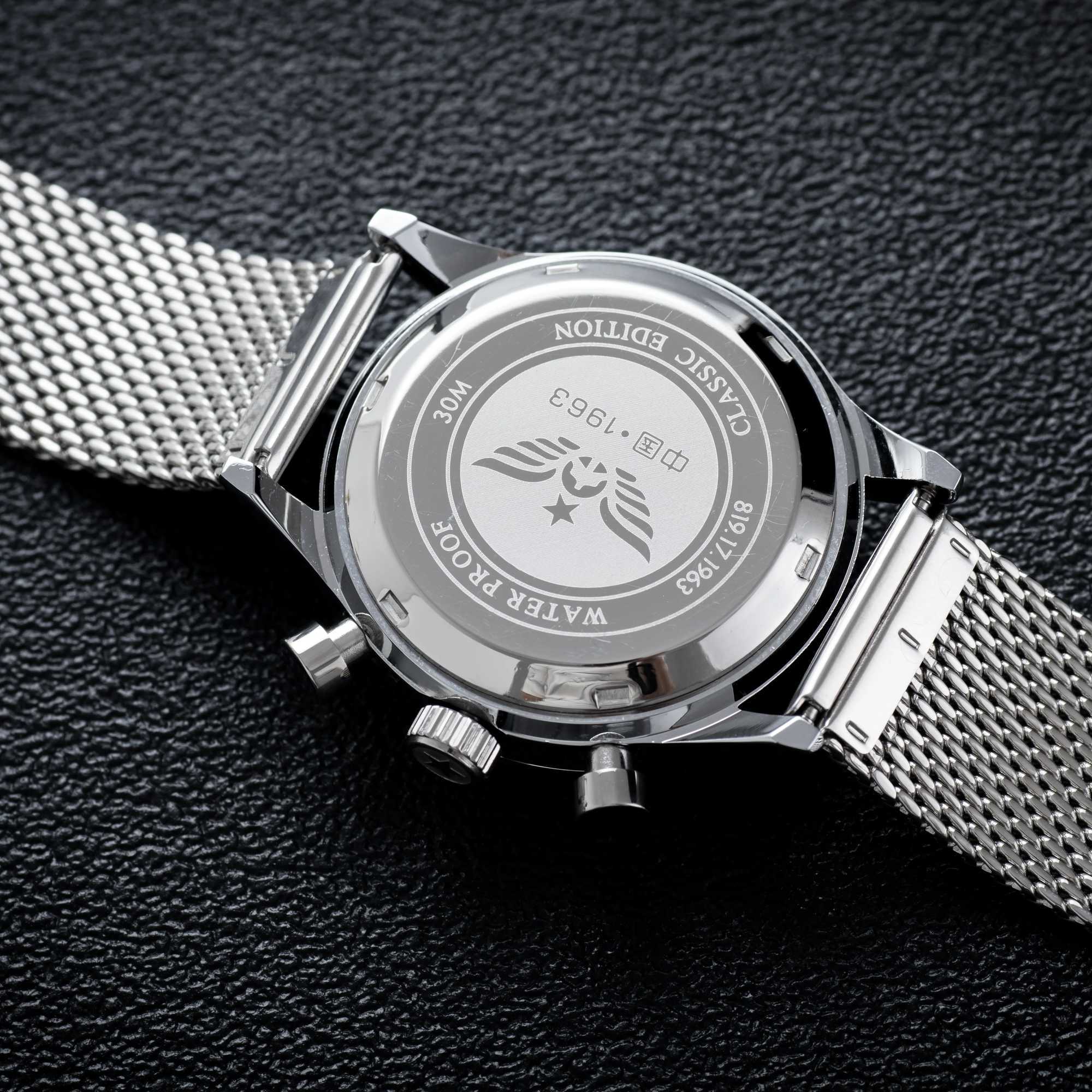 DD38mm/40mm 1963 Homage Men Ice Bubble Dome Glass Beat Quartz Clock waterproof 3Bar busin luxury vintage Pilot MenXJ250304