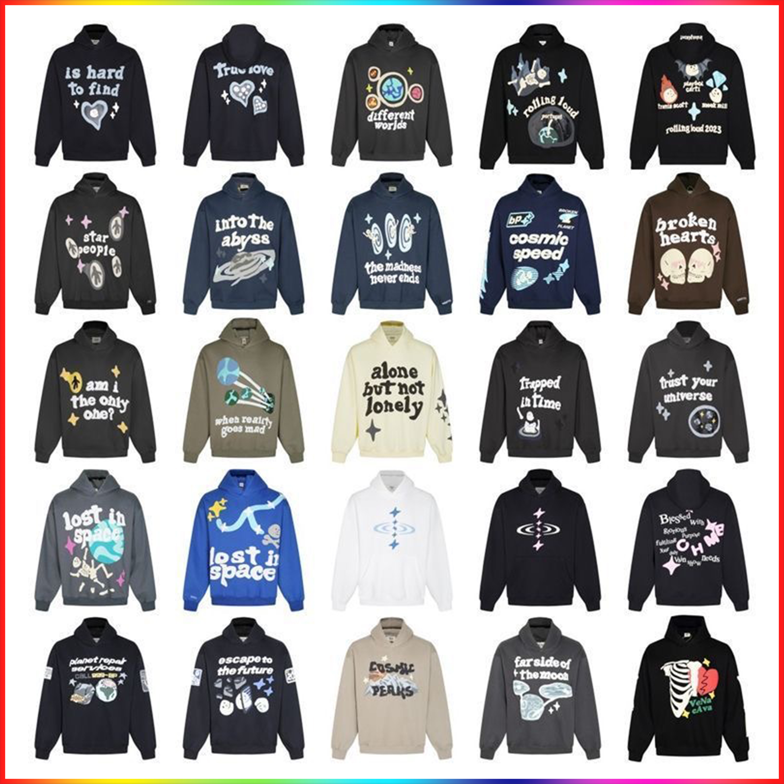 5A New Mens Hoodie Foam Printing Letter Long Sleeve Hoodie 2025 Fashion broken Pullover Womens Round Neck Top planett Hoodie Casual Streetwear Couple Clothing