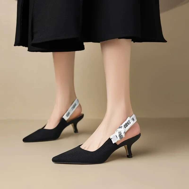 Sexy 2025 Summer Pointy Heels Fashion Letter Design Lace-up Elegant Women's Dress Stiletto Sandals Party atos De Mujer