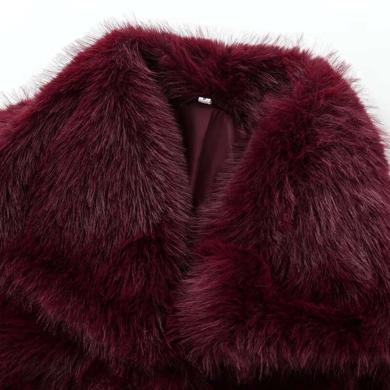 HX Women's Fur Coat Women Plush Bury Bomber Solid Crop Long Sleeve Jacket Warm Winter Woman Casual Coats