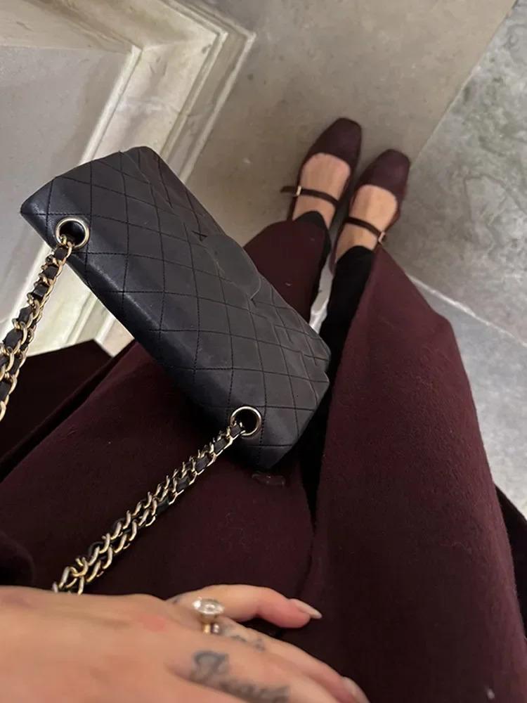 Fashion Burgundy Long Sleeve Scarf Collar Women Overcoat Elegant Solid Lace Up Loose Woolen Jacket 2024 Lady Chic Streetwear 250225