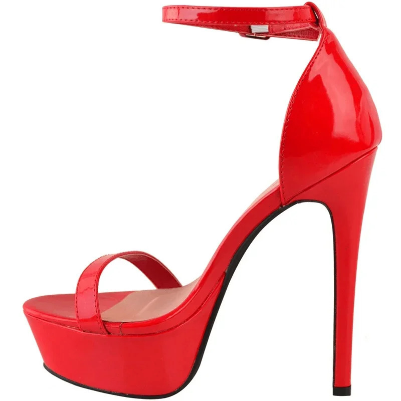Womens Sandals Sexy Open Toes 14cm Supper Flash High Heels Patent Leather Nighclub Platform Party Shoes Plus Size 44 250218