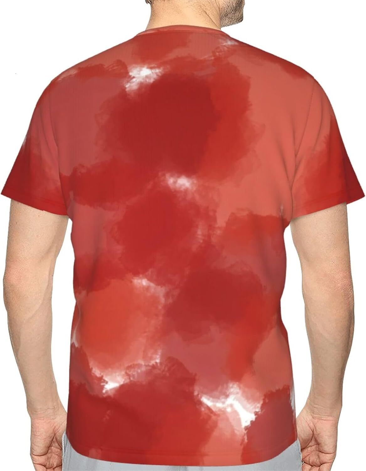 Mens T shirt Red Graffiti 3D Printed T-Shirt - Gradient Dark Red Funny Breathable Crew Neck Tee for Summer & Streetwear tee Casual tops summer clothes