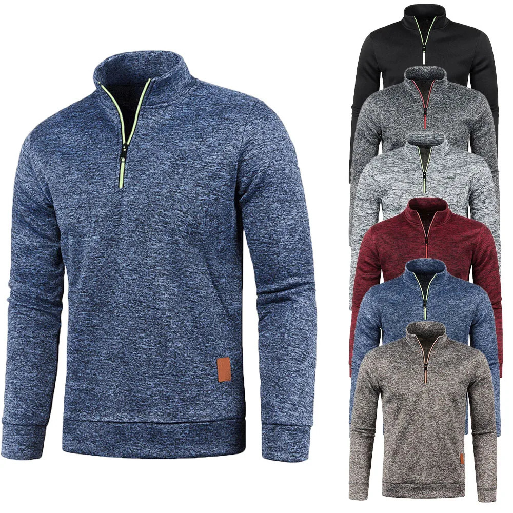 Mens Sweatshirts Spring Autumn Pullover Half Zipper for Male Hoody Outdoor Sweatshit Solid Color Stand Collar 250304