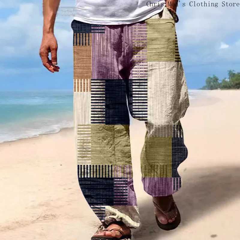Spring/summer New Digital Printed Beach Vacation Slacks Hip Hop Street Fashion Baggy Mens Pants Vintage Patch Mens TrousersXJ250303