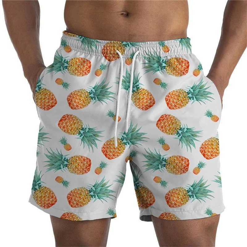 Hawaiian Vacation Beach Shorts For Men Casual Street Short Pants 3D Printed Fruits Pineapple Board Shorts Swimsuit Swim TrunksT250304