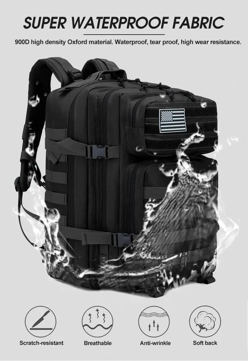 Ship from US 50LHigh capacity Fitness Backpack Hiking Outdoor Camping bag perfect for traveling camping 250304FBB