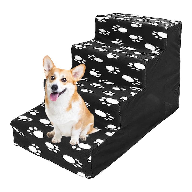 Pet Stairs For Cats Dogs Bed Steps 4-step Comfortable Flannel Dog Ladder Pet Stairs Bed Dog Bed Steps Kitten Stairs High Beds