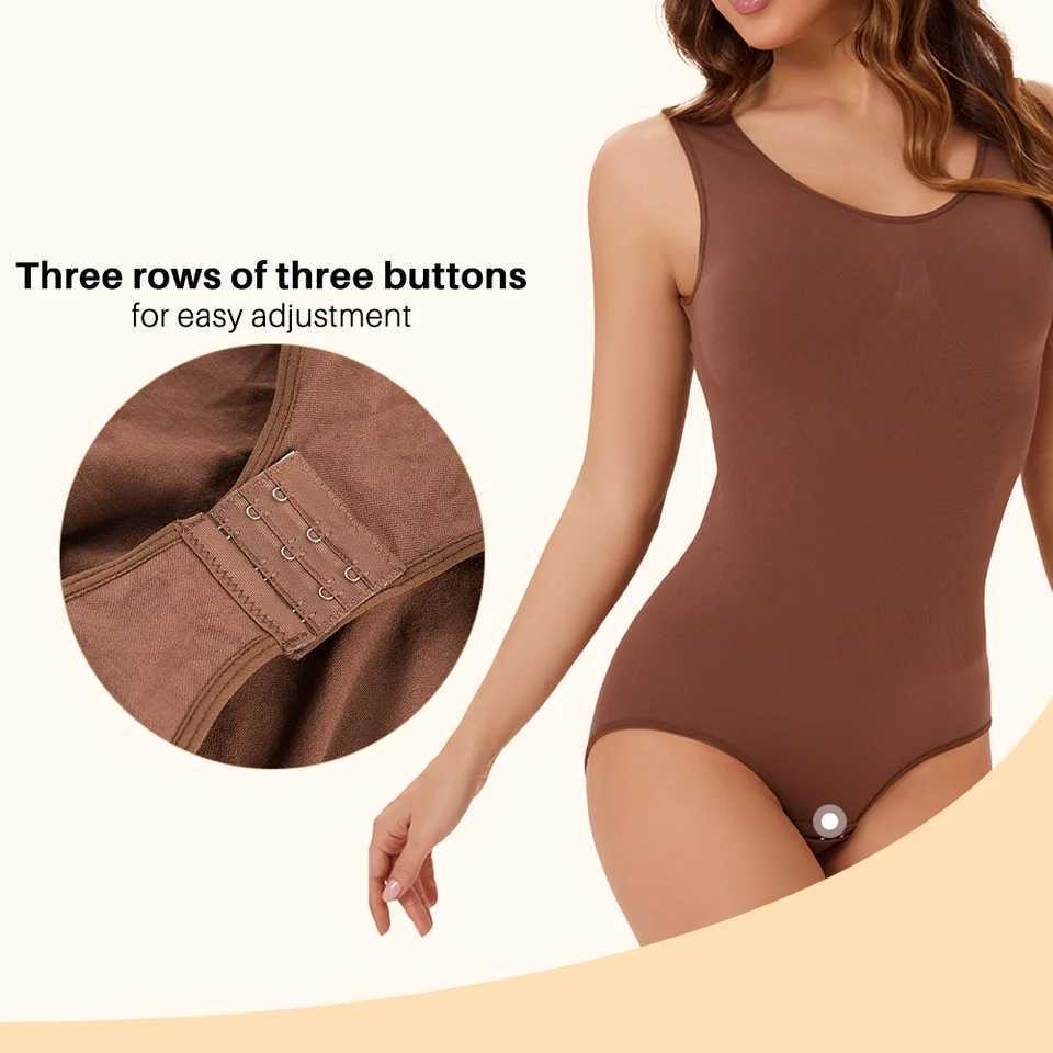 POKARLA Women Slimming Bodysuit Black Brown Color Shapewear Corset Reducing Body Shaper Underwear Tummy Control Panties BriefsXJ250304