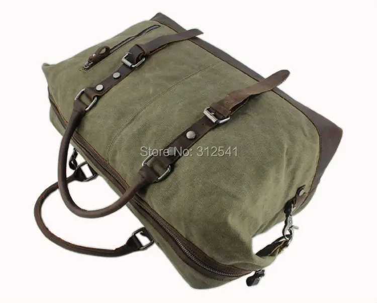 Vintage military Canvas Leather men travel bags Carry on Luggage bags Men Duffel bags travel tote large weekend Bag Overnight Y250304