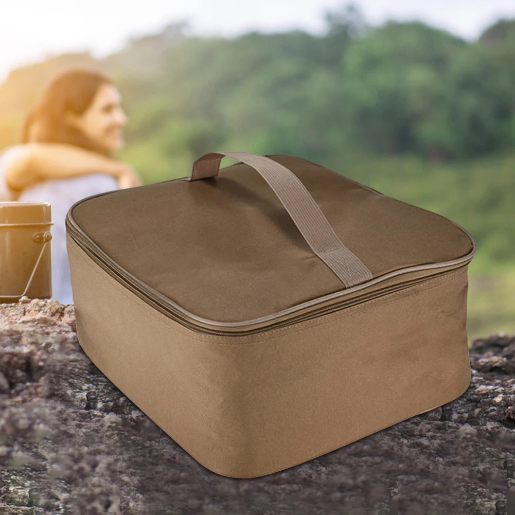 Ship from US Outdoor camping gas tank storage bag large capacity cooking stove box ground nail tool container Utensils kit 250304FBB