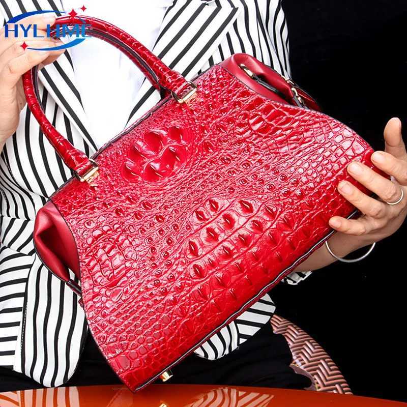 New Crocodile Leather Womens Handbags Luxury Designer Lady Portable Shoulder Messenger Bag Fashion Brand Red Tote Bags 2023 New Z250303