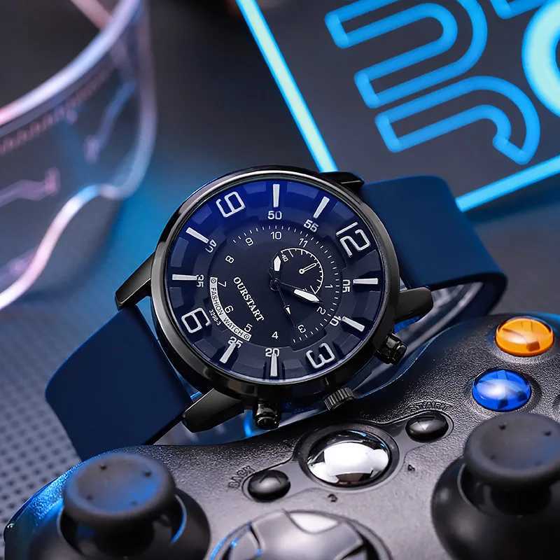 Fashionable and casual three-dimensional digital blue glass quartz silicone menXJ250304