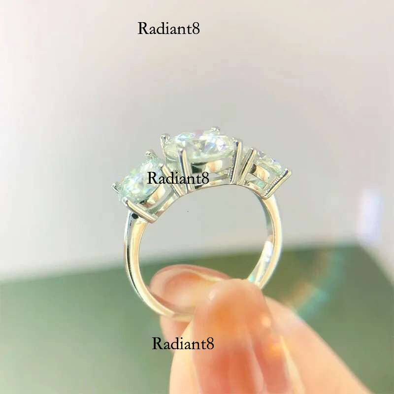 IU Real D Color VVS1 Round 2.0ctw Moissanite 3-Stone Ring Pure Sier Jewelry Certified for Women Wedding Engagement Gift