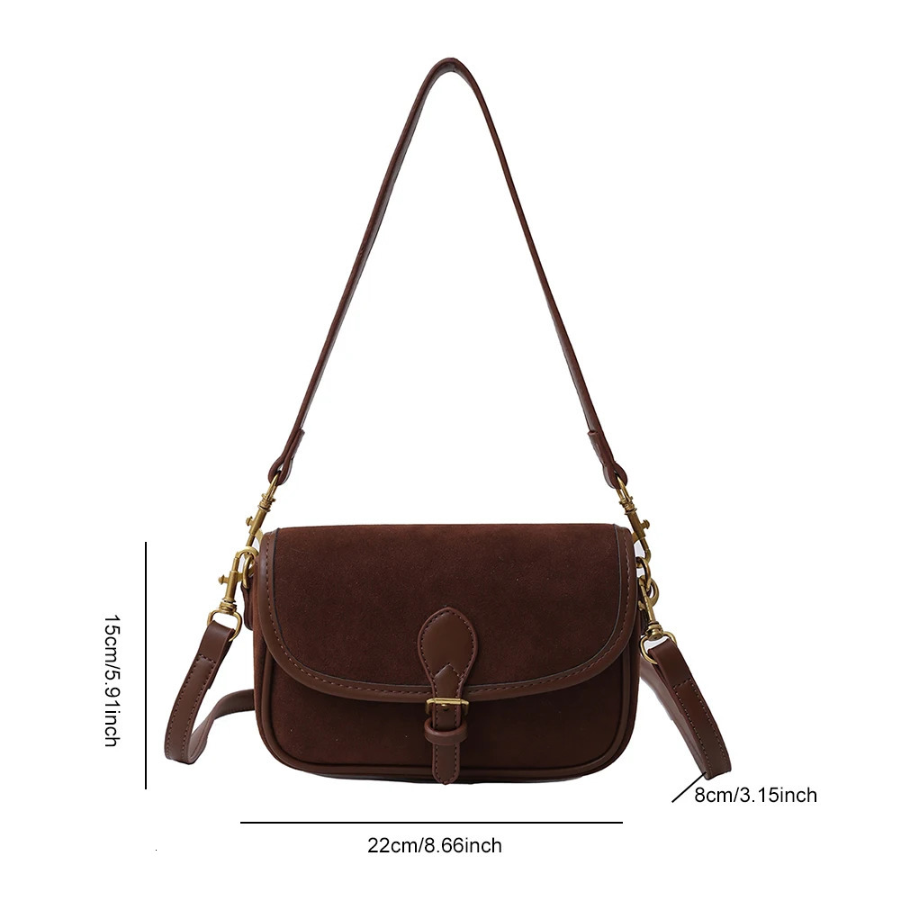 Suede Crossbody Brown - Korean Retro Square Shoulder Bag For Women, Casual Hot Everyday Style - Women,