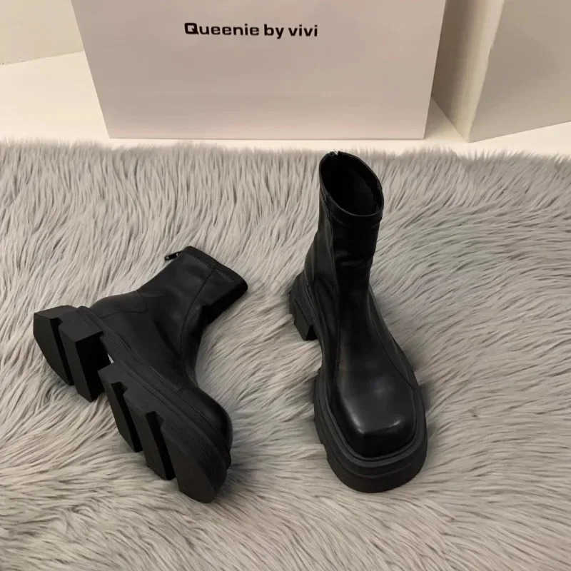 2024New Wens Boots Fion Leather Casual Boots Luxury Brand Ankle Boots for Wen Outdoor Platform Boot Botas Mujer Z250304