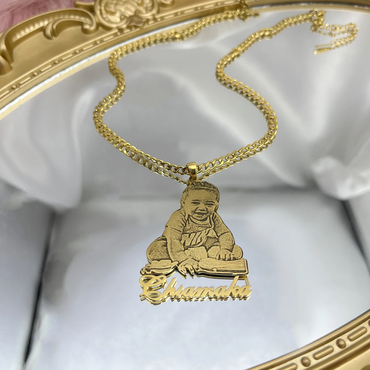Stainless steel customized po necklace customized picture name pendant necklace childrens customized memory jewelry 250304