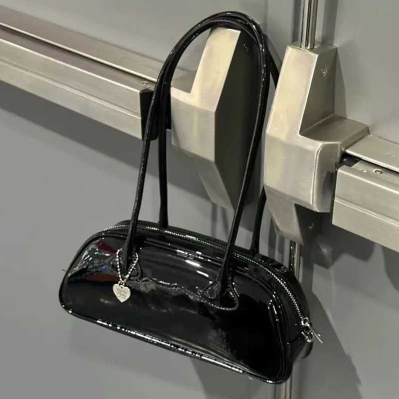 JIAERDI Red Underarm Bag Purse Women High Street Hot Girls Patent Leather Casual Handbag Female Vintage Bowling Bag Aesthetic Z250303