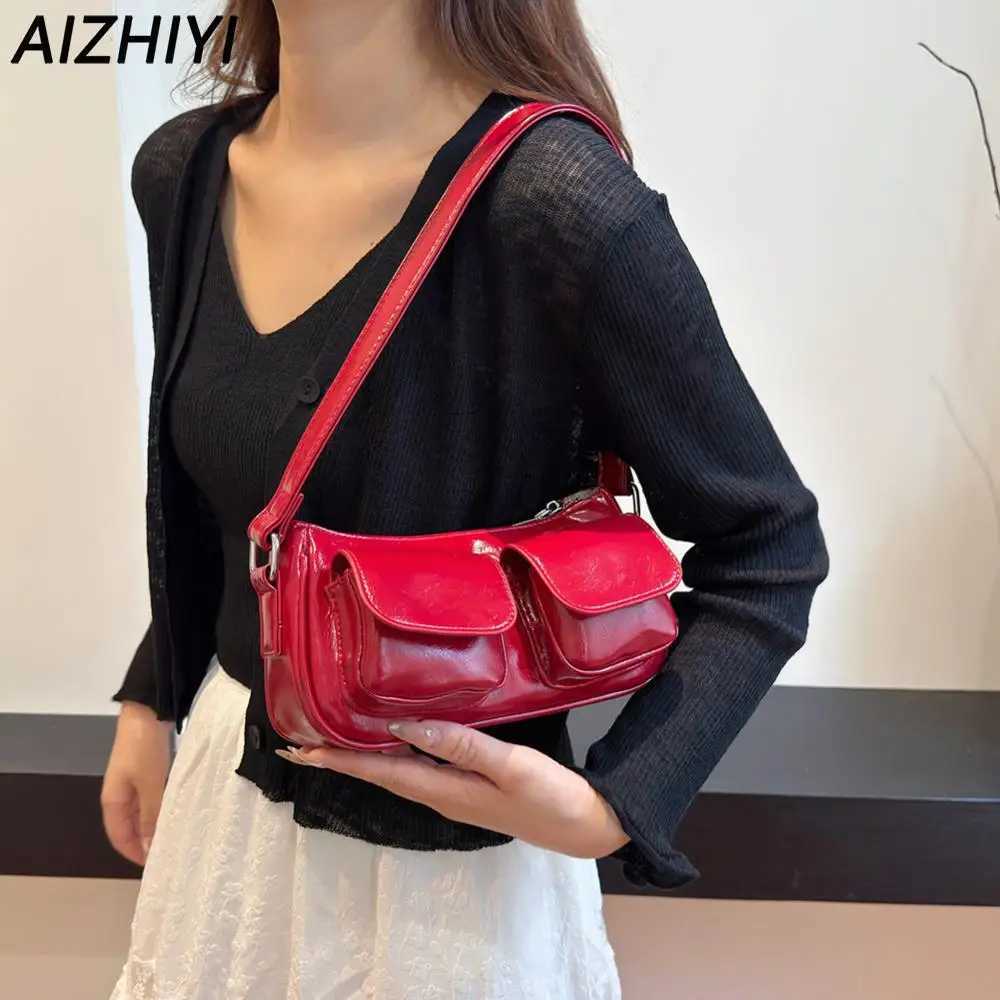 Elegant red shoulder bag womens small handbag PU leather handbag womens wallet Y2K womens casual clutch handbag Z250303