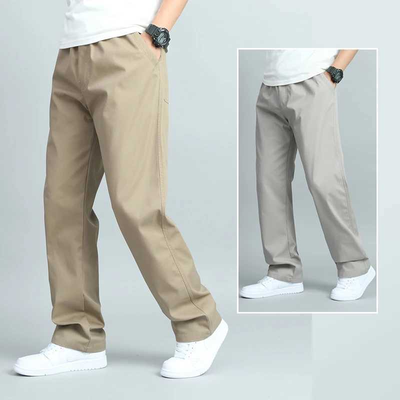 Big Size Mens Casual Cotton Trousers Loose Fit Straight Pants Multi Pocket Big Man Long Pants Mens Jogger Pants Summer AutumnXJ250303