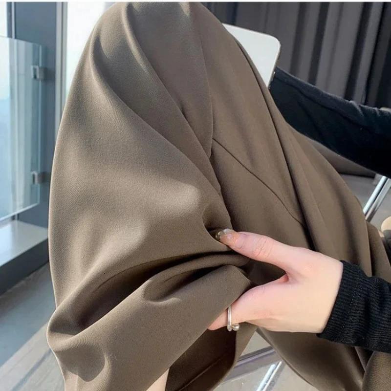 Womens Wide Leg Pants Women Korean Style High Waist Black Trouser Office Ladies Fashion Loose Grey Suit Trousers Streetwear 250303