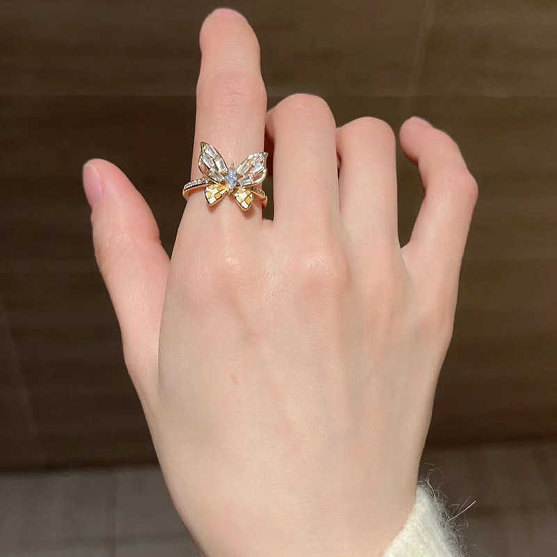 Couple Rings Colorful enamel butterfly ring with adjustable female opening niche design high-end and unique ring new handmade fashion trend H25303