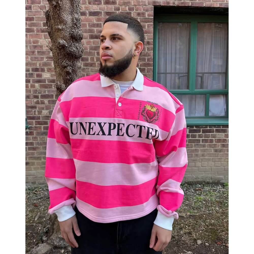 Hip Hop Stripe Pretty Girls America Haruku Fashion Letter Print Polo Shirts Y2k Retro Men Women Long Sleeved T Shirt
