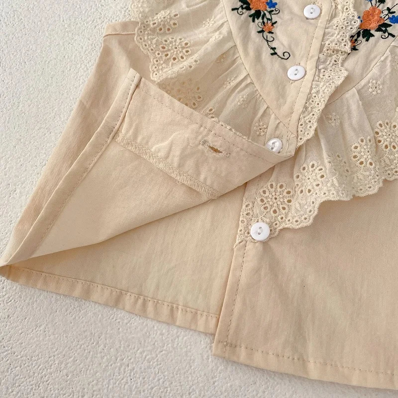 INS Summer Baby Girl Clothes Set 0-3Years Cute born Kids Sleeveless Lace Embroidery Vest TopsShorts Bottom 2PCS Outfits Suit 250304