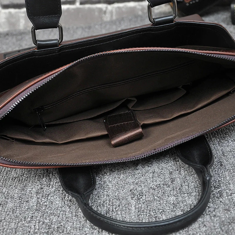 Vintage Mens Business Briefcase High Quality Leather Handbags Casual Travel 14 Laptop Bags Male Shoulder 250228