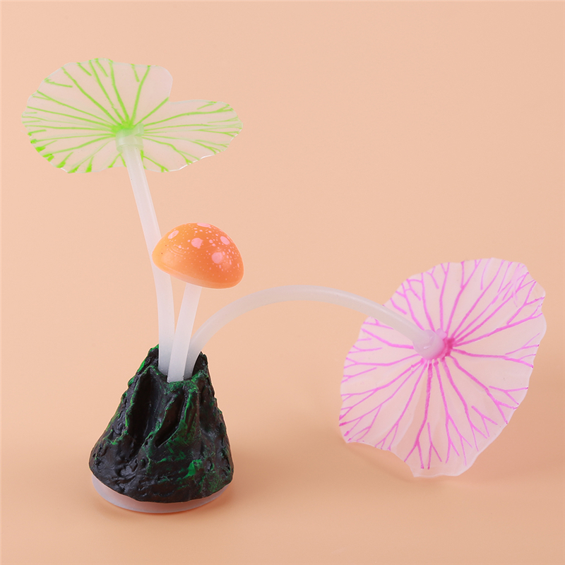 Fluorescent Artificial Plants Fish Tank Decorations Aquarium Water Grass Lotus Mushroom Ornaments Aquarium Landscape
