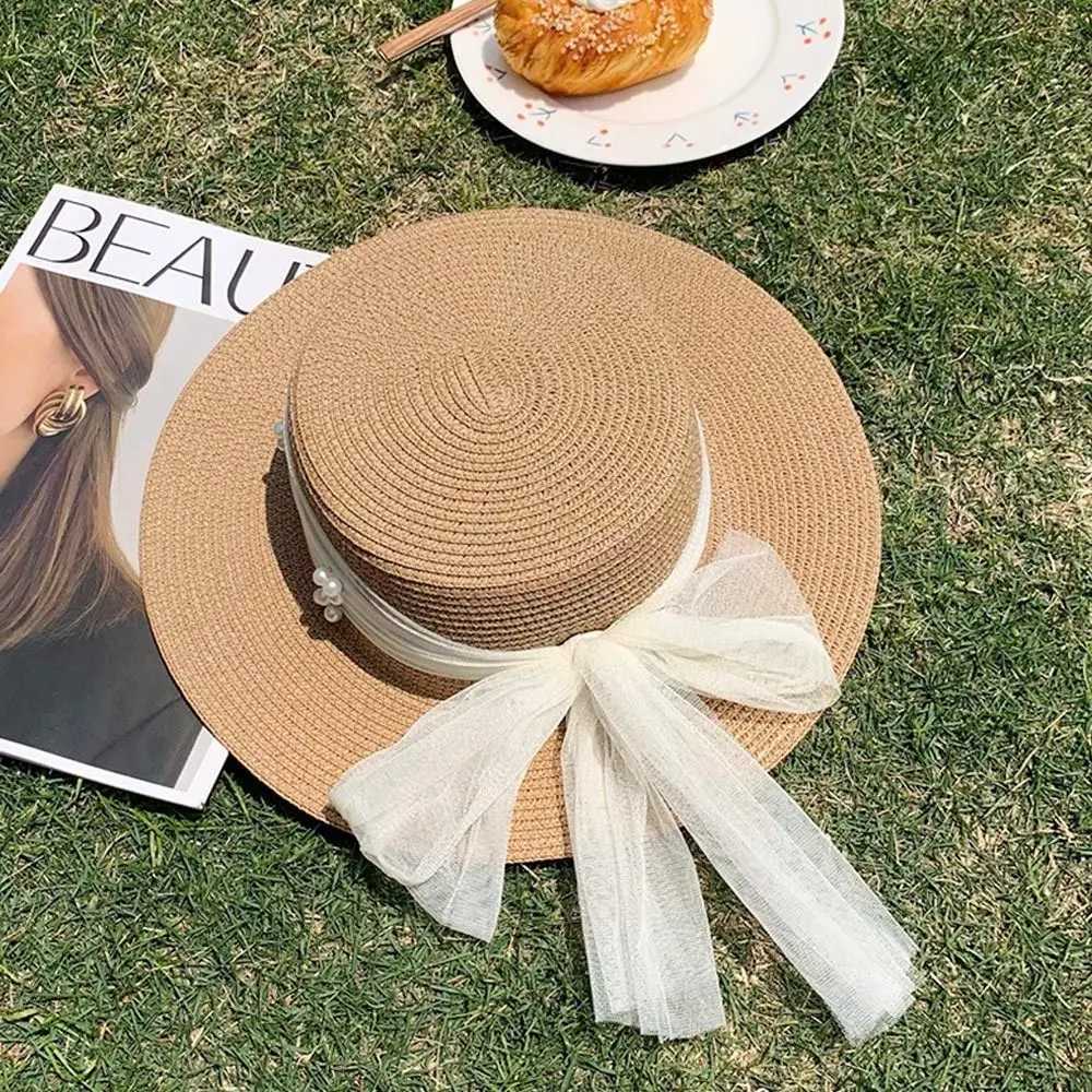 Large Brim Str Hat Summer Travel UV Protection Beach C Lace Pearl Outdoor Sun Hat WomenXJ250304