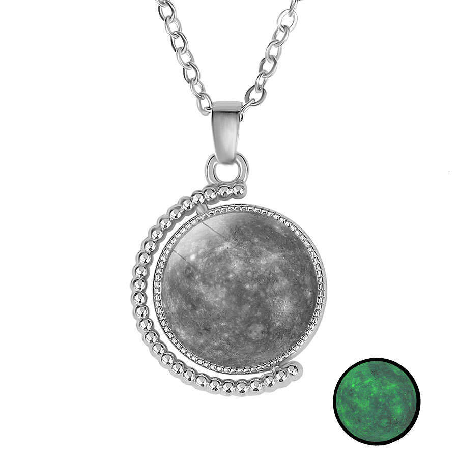 Eight Planets Double sided Rotating Pendant Creative Universe Solar System Guardian Starry Sky Luminous Necklace