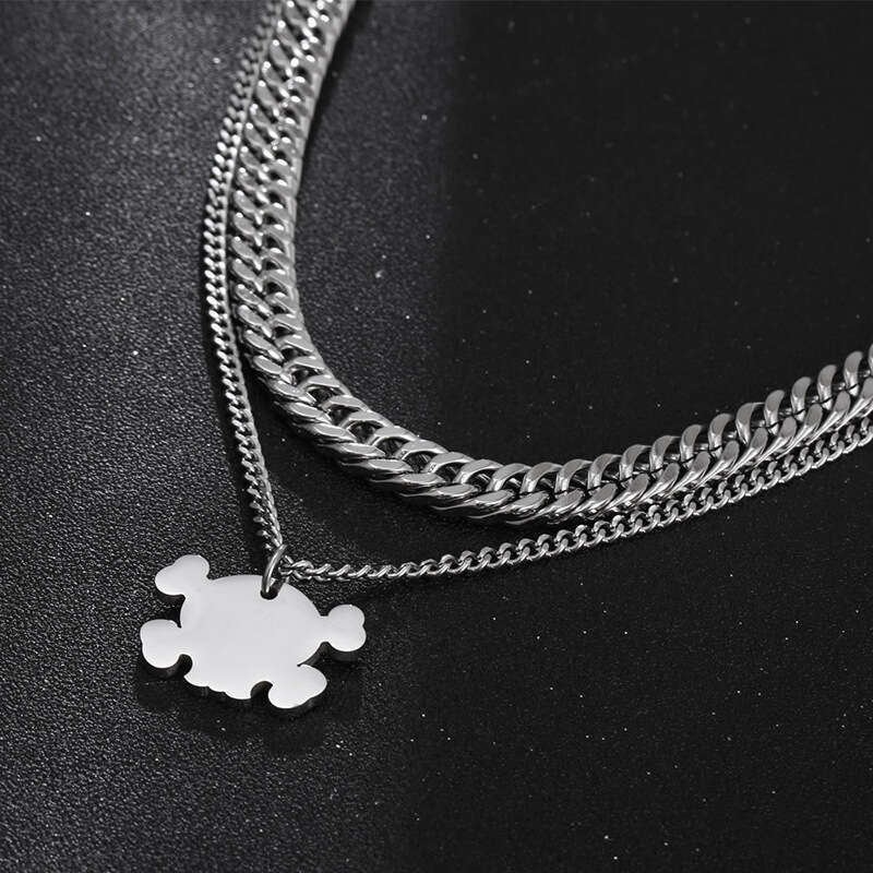 IMI Devil Pendant Thick Cuban Necklace Clavicle Chain Titanium Steel Couple Hip Hop Niche Design YL449