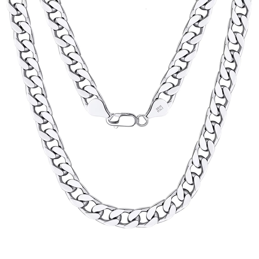 RINNTIN SC69 Fine Jewelry Italy Sterg Necklace Rhodium Plated :6mm Dia Cut Cuban k Chain Sier