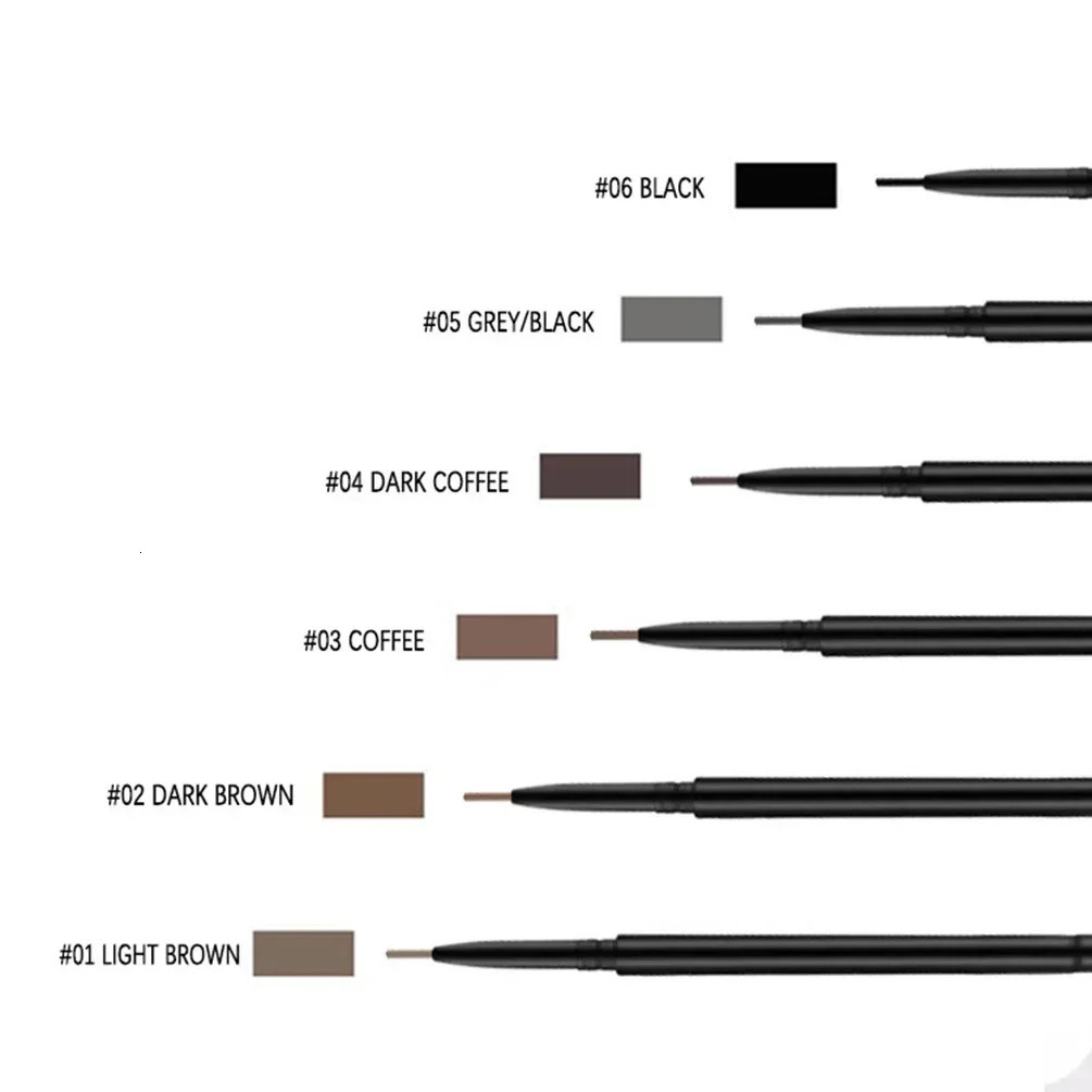 Custom Bulk 6color Eyebrow Pencil Private Label 1.5mm Ultra-thin Brow Double-headed Waterproof Sweatproof Long-lasting Makeup 250222