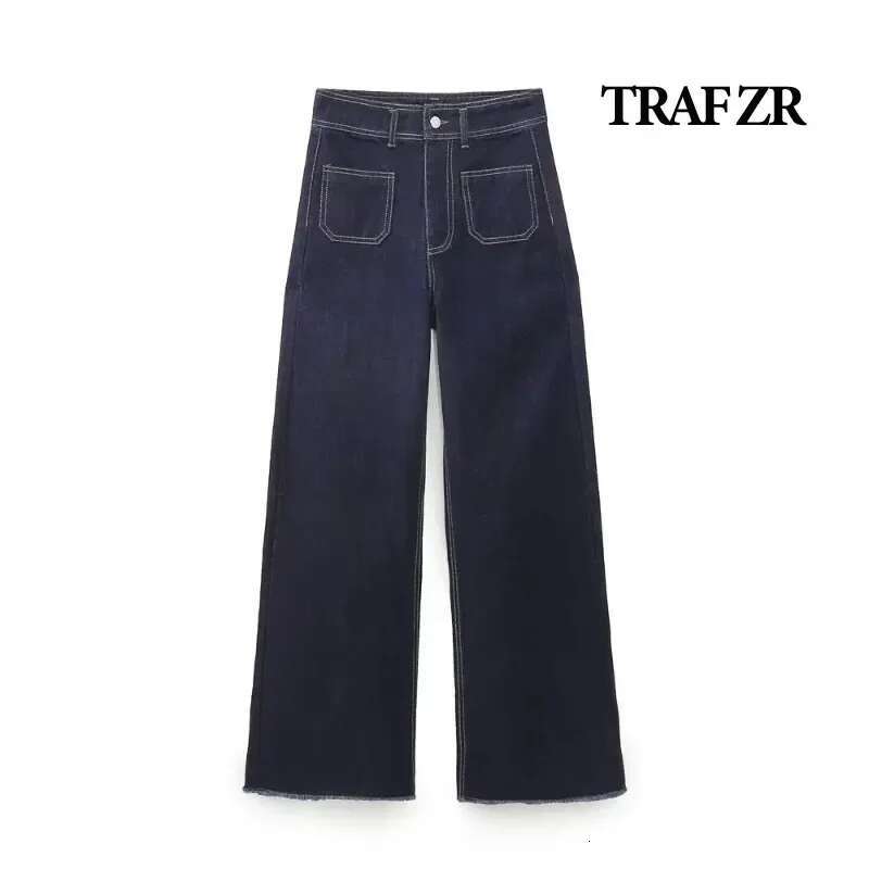 TRAF ZR Hight Street Women's Y2k Jean Baggy 2023 Fashion New Kpop Cargo High Waist Wide Vintage Pant Jeans Women