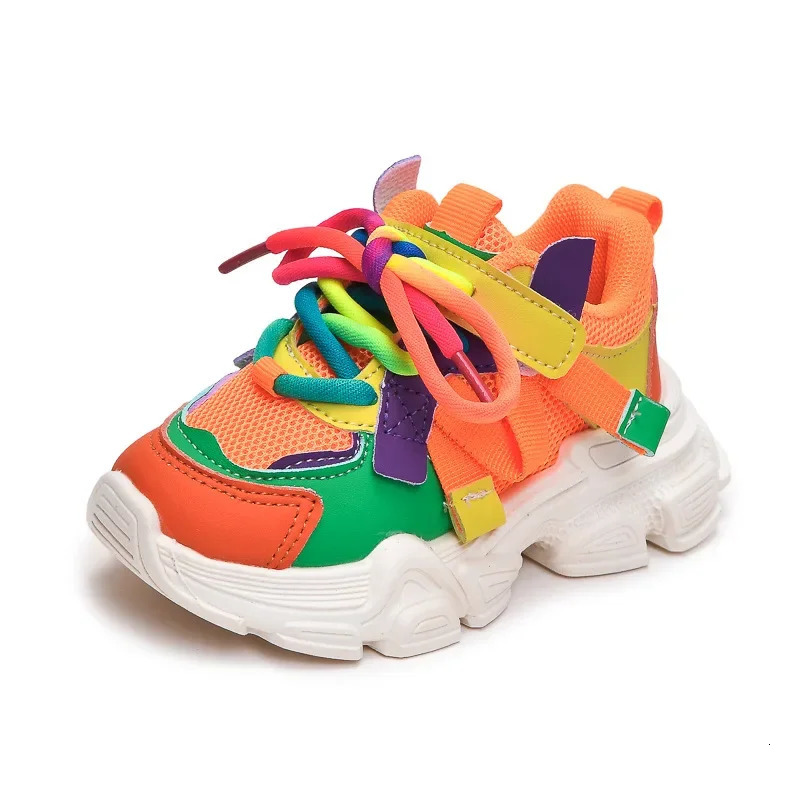 Student sports shoes with thick and soft soles boys girls running colorful fashionable trend childrens anti slip casual 250303