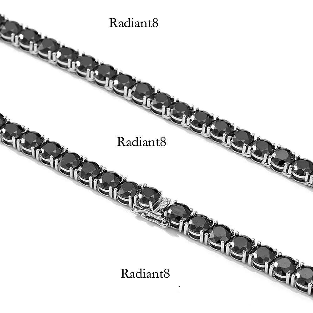 Serenity Black Moissanite Tennis Necklace for Women Men Anniversary Gift S Sterg Sier Neck Chain Plated Fine Jewelry