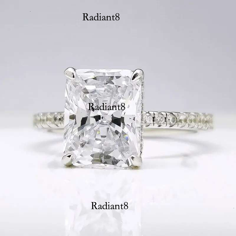 DEZO Moissanite Solitaire Engagement Rings 2/3/4ct Radiant Cut D Color Solid Sterg Sier Women Wedding Jewelry Gifts